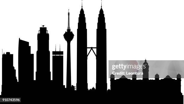 kuala lumpur (all buildings are complete and moveable) - kuala lumpur city skyline stock illustrations