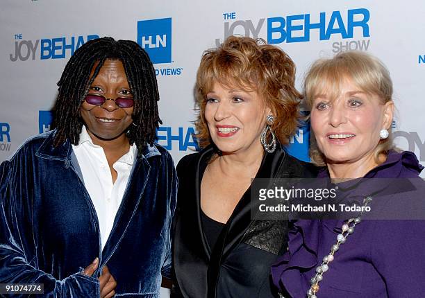 Whoopi Goldberg, Joy Behar and Barbara Walters attend "The Joy Behar Show" launch party at the Oak Room on September 23, 2009 in New York City.