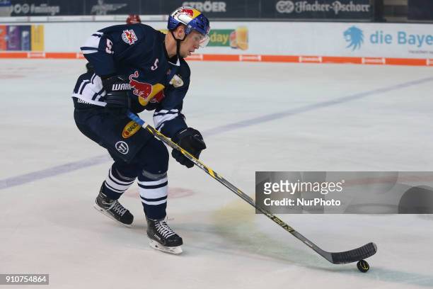 Keith Aulie of Red Bull Munich during the 46th game day of the German Ice Hockey League between Red Bull Munich and Koelner Haie in the Olympia...