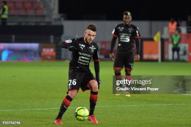 Jeremy GELIN of Rennes during the Ligue 1 match between Dijon FCO and Rennes at Stade Gaston Gerard on January 26, 2018 in Dijon, .