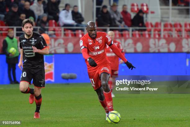 Julio TAVARES of Dijon during the Ligue 1 match between Dijon FCO and Rennes at Stade Gaston Gerard on January 26, 2018 in Dijon, .