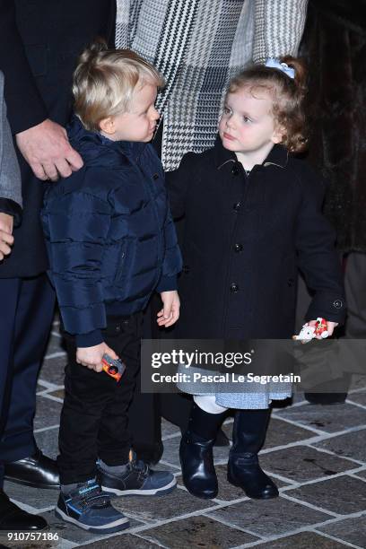 Prince Jacques of Monaco and Princess Gabriella of Monaco attend the ceremony of Sainte-Devote on January 26, 2018 in Monaco, Monaco.