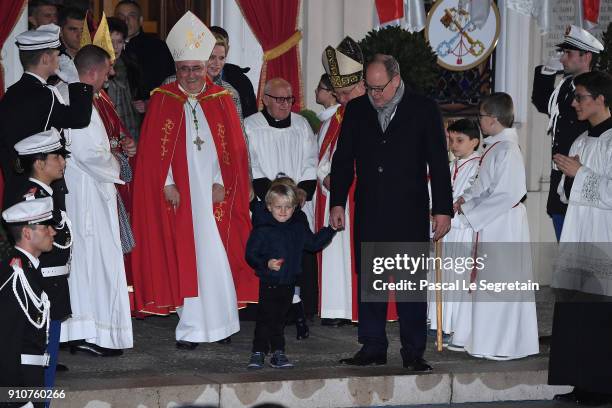 Prince Albert II of Monaco, Princess Charlene of Monaco, Prince Jacques of Monaco and Princess Gabriella of Monaco attend the ceremony of...