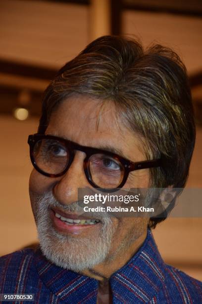 Amitabh Bachchan at digital artist Dilip De's Smartphone School Of Art Exhibit 'Celebration Of The Unexpected' at Jehangir Art Gallery on January 26,...