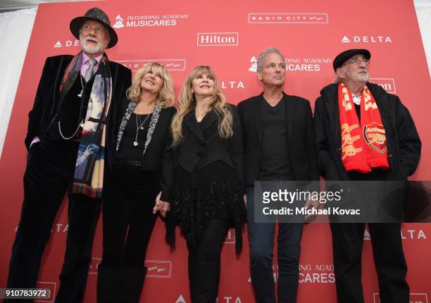 MusiCares Person of the Year 2018 Honorees Mick Fleetwood, Christine McVie, Stevie Nicks, Lindsey Buckingham, and John McVie of Fleetwood Mac attend...