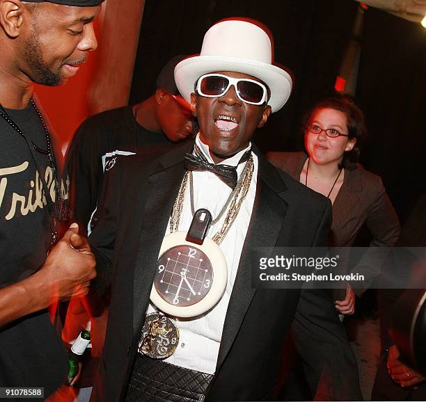 Hip-hop music artist Flava Flav attends the 2009 VH1 Hip Hop Honors after party to benefit the VH1 Save the Music Foundation at One Hanson Place on...