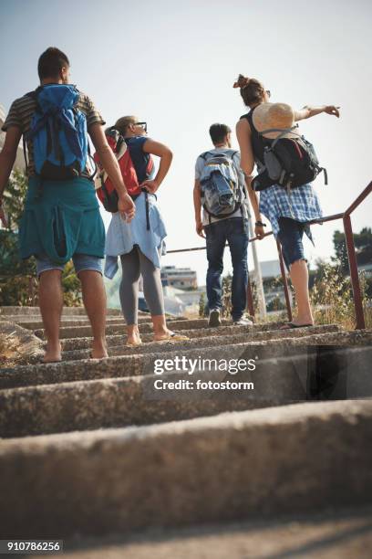 friends backpacking - ulcinj stock pictures, royalty-free photos & images