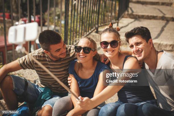 group selfie - ulcinj stock pictures, royalty-free photos & images