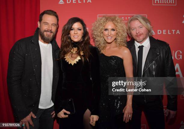 Jimi Westbrook, Karen Fairchild, Kimberly Schlapman and Philip Sweet attends MusiCares Person of the Year honoring Fleetwood Mac at Radio City Music...