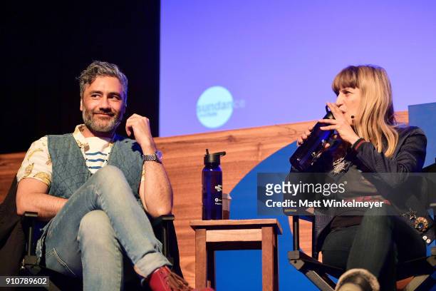 Taika Waititi and Catherine Hardwicke attend the 2018 Sundance Film Festival Power of Story Panel Indies Go Hollywood at Egyptian Theatre on January...
