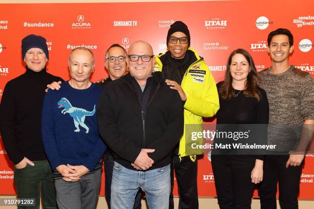 Randy Barbato, Fenton Bailey, John Cooper, Tom Campbell, RuPaul, Pamela Post, and Tim Palazzola attend the 2018 Sundance Film Festival RuPaul's Drag...