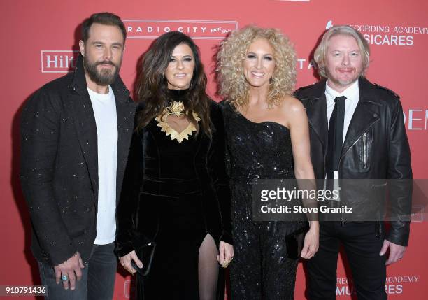 Musicians Jimi Westbrook, Karen Fairchild, Kimberly Schlapman, and Philip Sweet of Little Big Town attend MusiCares Person of the Year honoring...