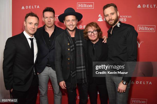 Eddie Fisher, Zach Filkins, Ryan Tedder, Drew Brown and Brent Kutzle of One Republic attends MusiCares Person of the Year honoring Fleetwood Mac at...