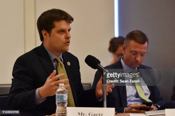 Matt Gaetz participates inthe 60th Annual GRAMMY Awards - House Judiciary Hearing at Fordham Law School on January 26, 2018 in New York City.