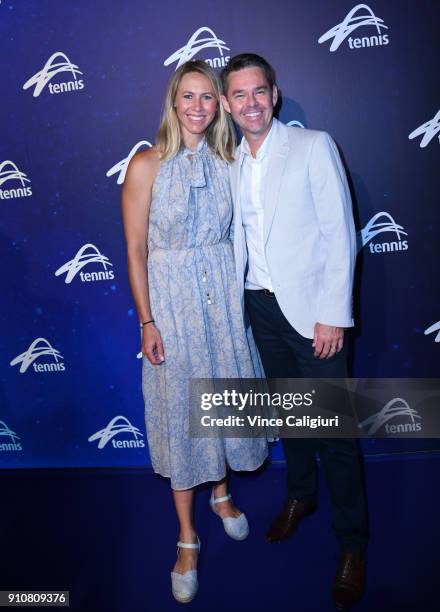 Alicia Molik and Todd Woodbridge attend the annual Legends Lunch on day 13 of the 2018 Australian Open at Melbourne Park on January 27, 2018 in...