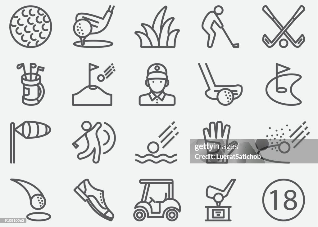 Golf Sport Line Icons