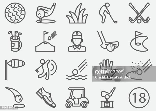 golf sport line icons - golf accessories stock illustrations