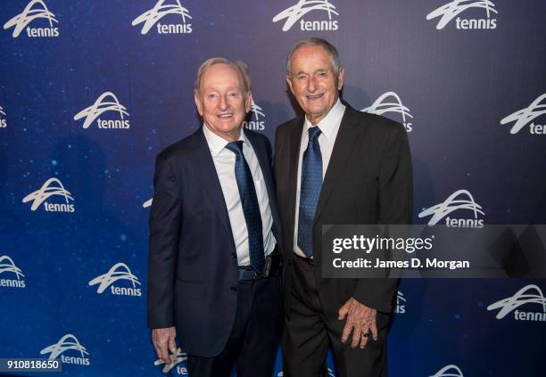 Mal Anderson and Rod Laver attend the Annual Legends lunch at the Grand Hyatt hotel on day 13 of the 2018 Australian Open on January 27, 2018 in...