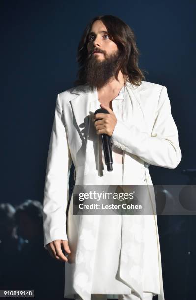 Actor/singer Jared Leto performs onstage at MusiCares Person of the Year honoring Fleetwood Mac at Radio City Music Hall on January 26, 2018 in New...