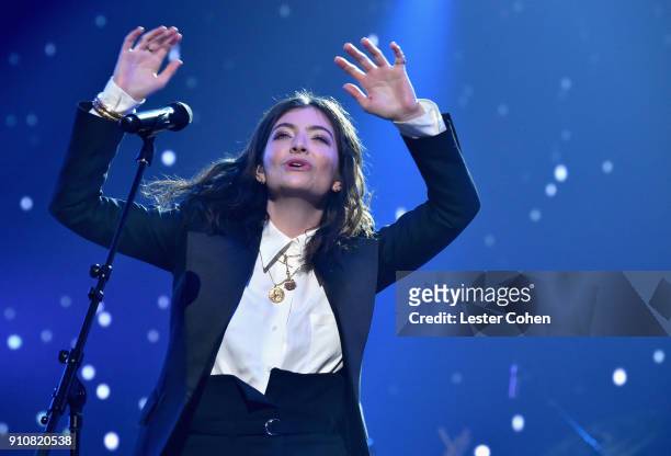Singer Lorde performs onstage at MusiCares Person of the Year honoring Fleetwood Mac at Radio City Music Hall on January 26, 2018 in New York City.