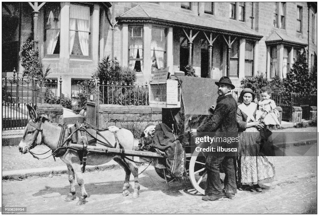 Antique photograph of World's famous sites: Organ Grinder