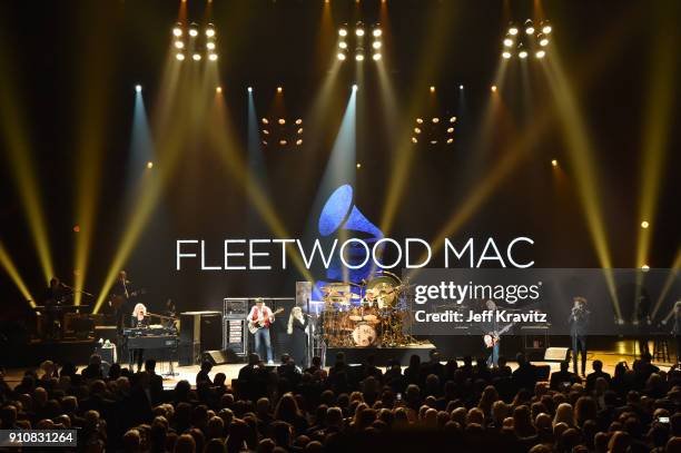 Honorees Christine McVie, John McVie, Stevie Nicks, Mick Fleetwood, and Lindsey Buckingham of music group Fleetwood Mac and recording artist Harry...