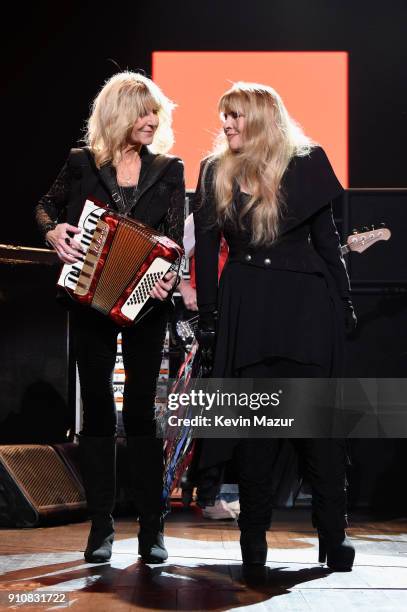 Honorees Christine McVie and Stevie Nicks perform onstage during MusiCares Person of the Year honoring Fleetwood Mac at Radio City Music Hall on...