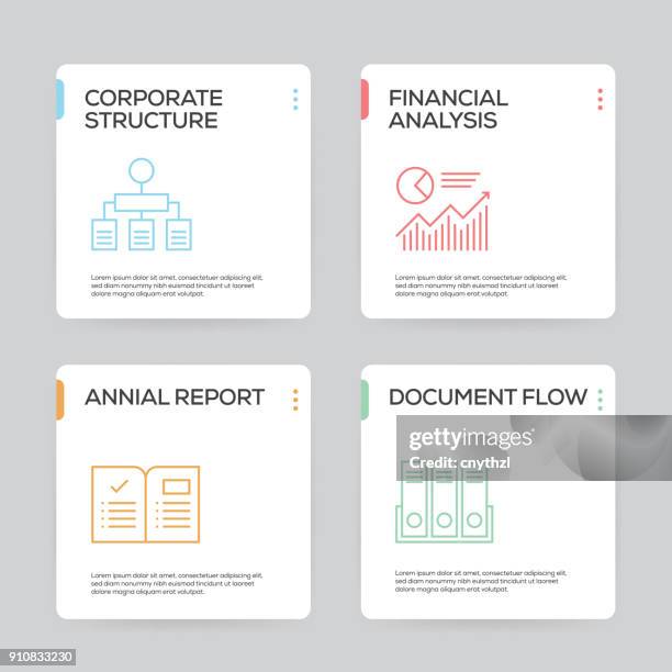 workflow and business infographic design template - square infographic stock illustrations