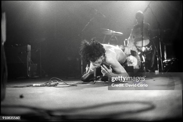 Lux Interior of The Cramps performing at Queen's Hall, Leeds, UK on 26 September 1981.