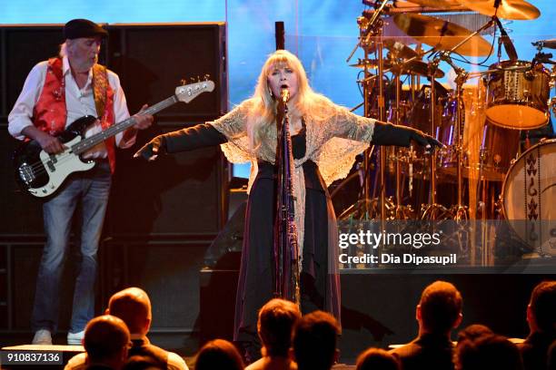 Honorees Stevie Nicks and John McVie of Fleetwood Mac perform onstage during MusiCares Person of the Year honoring Fleetwood Mac at Radio City Music...