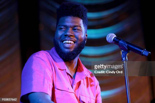 Recording artist Khalid performs onstage during Khalid performance at Nielsen Pre-Grammy Bash at The Pool on January 26, 2018 in New York City.