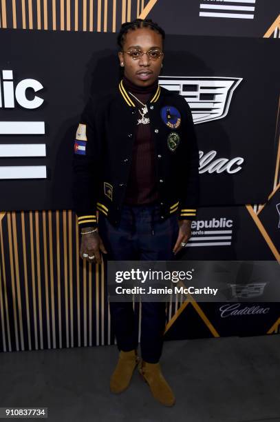 Rapper Jacquees attends Republic Records Celebrates the GRAMMY Awards in Partnership with Cadillac, Ciroc and Barclays Center at Cadillac House on...