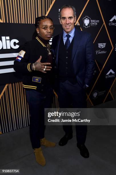 Rapper Jacquees and Republic Records Chairman, CEO, and Co-Founder Monte Lipman attend Republic Records Celebrates the GRAMMY Awards in Partnership...