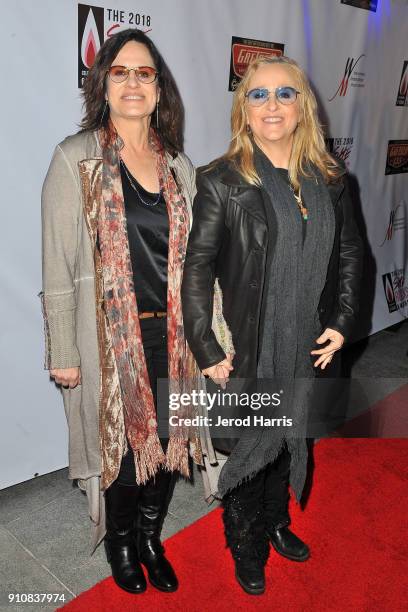 Linda Wallem and Melissa Etheridge arrive at 6th Annual She Rocks Awards at House Of Blues on January 26, 2018 in Anaheim, California.