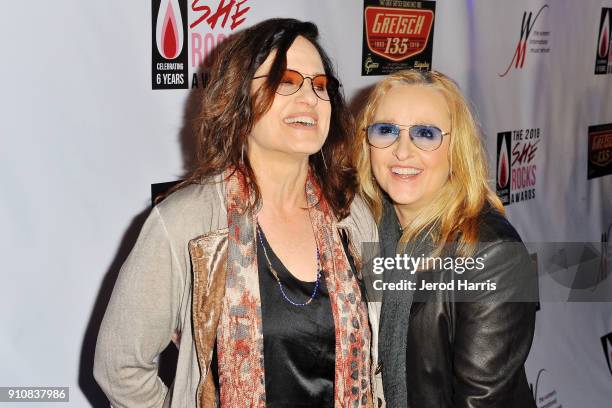 Linda Wallem and Melissa Etheridge arrive at 6th Annual She Rocks Awards at House Of Blues on January 26, 2018 in Anaheim, California.