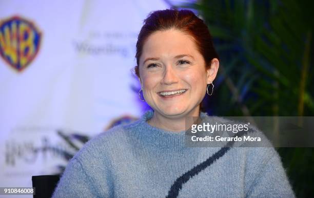 Actress Bonnie Wright smiles during a Q&A session at the annual 'A Celebration of Harry Potter' at Universal Orlando on January 26, 2018 in Orlando,...