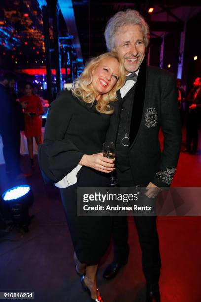 Barbara Schoeneberger and honorary award winner Thomas Gottschalk attend the German Television Award at Palladium on January 26, 2018 in Cologne,...
