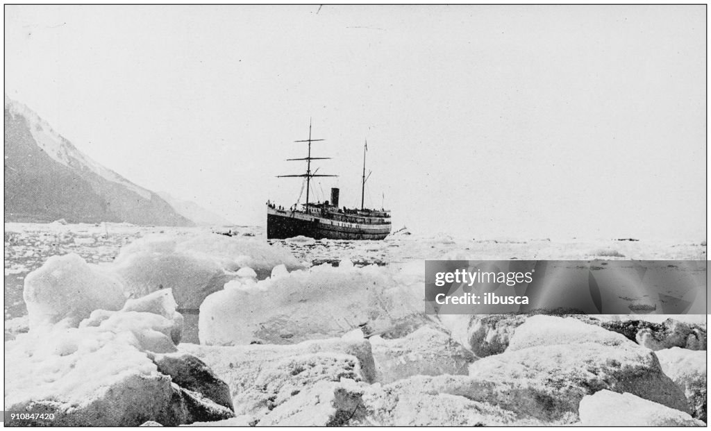 Antique photograph of World's famous sites: Steamer Queen in Glacier Bay, Alaska
