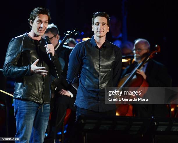 James Phelps and Oliver Phelps attend the annual 'A Celebration of Harry Potter' at Universal Orlando on January 26, 2018 in Orlando, Florida.