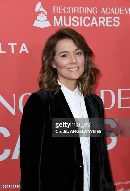 Brandi Carlile arrives for the 2018 MusiCares Person Of The Year gala at Radio City Music Hall in New York on January 26, 2018. The 2018 MusiCares...