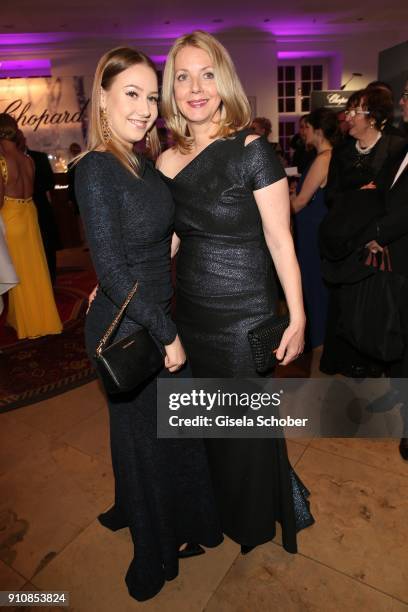 Annalena Kaiser and her mother Silvia Kaiser, daughter and wife of Roland Kaiser ,during the Semper Opera Ball 2018 reception at Hotel...