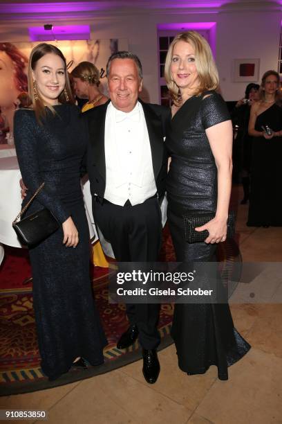 Roland Kaiser and his daughter Annalena Kaiser and his wife Silvia Kaiser during the Semper Opera Ball 2018 reception at Hotel Taschenbergpalais near...