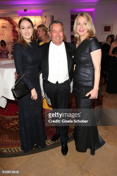 Roland Kaiser and his daughter Annalena Kaiser and his wife Silvia Kaiser during the Semper Opera Ball 2018 reception at Hotel Taschenbergpalais near...