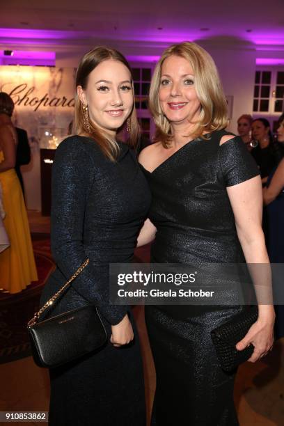 Annalena Kaiser and her mother Silvia Kaiser, daughter and wife of Roland Kaiser ,during the Semper Opera Ball 2018 reception at Hotel...
