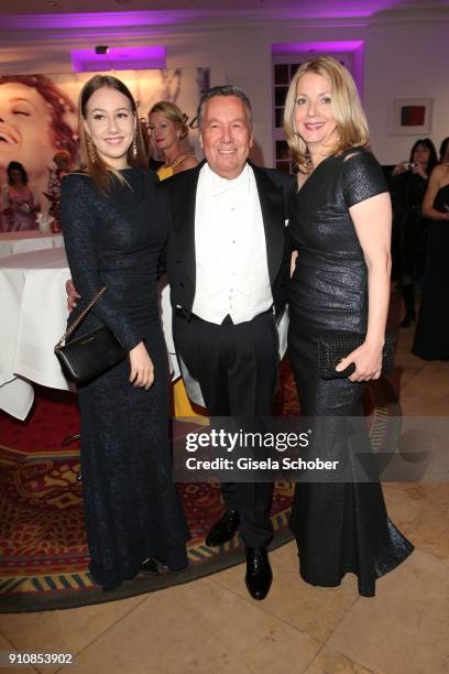 Roland Kaiser and his daughter Annalena Kaiser and his wife Silvia Kaiser during the Semper Opera Ball 2018 reception at Hotel Taschenbergpalais near...