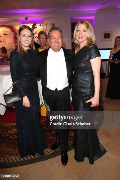 Roland Kaiser and his daughter Annalena Kaiser and his wife Silvia Kaiser during the Semper Opera Ball 2018 reception at Hotel Taschenbergpalais near...