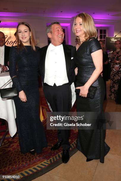 Roland Kaiser and his daughter Annalena Kaiser and his wife Silvia Kaiser during the Semper Opera Ball 2018 reception at Hotel Taschenbergpalais near...