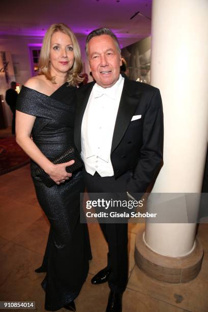 Roland Kaiser and his wife Silvia Kaiser during the Semper Opera Ball 2018 reception at Hotel Taschenbergpalais near Semperoper on January 26, 2018...