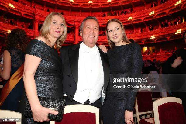 Roland Kaiser and his wife Frau Silvia and their daughter Annalena during the Semper Opera Ball 2018 at Semperoper on January 26, 2018 in Dresden,...