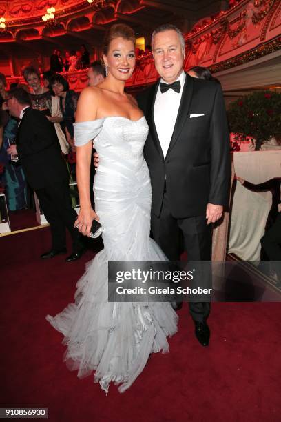 Franziska van Almsick and her partnerJuergen B. Harder during the Semper Opera Ball 2018 at Semperoper on January 26, 2018 in Dresden, Germany.